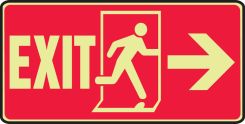 Glow-In-The-Dark Safety Sign: Exit (With Graphic And Right Arrow)