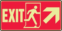 Glow-In-The-Dark Safety Sign: Exit (With Graphic And Up Right Arrow)