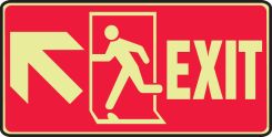 Glow-In-The-Dark Safety Sign: Exit (With Graphic And Up Left Arrow)