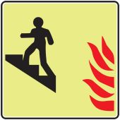 NFPA 170 Glow-In-The-Dark Safety Sign: (Up Stairs In Case Of Fire)