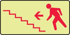 Glow-In-The-Dark Safety Sign: (Stairs To Fire Exit Left)