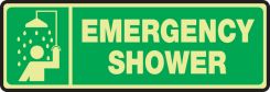 Glow-In-The-Dark Safety Sign: Emergency Shower