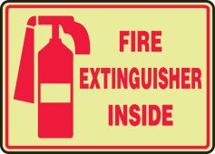 Glow-In-The-Dark Safety Sign: Fire Extinguisher Inside