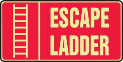 Glow-In-The-Dark Safety Sign: Escape Ladder