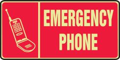 Glow-In-The-Dark Safety Sign: Emergency Phone