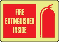 Glow-In-The-Dark Safety Sign: Fire Extinguisher Inside