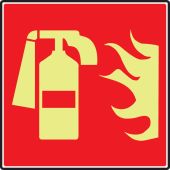 NFPA 170 Glow-In-The-Dark Safety Sign: (Fire Extinguisher And Flames)