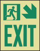 Glow-In-The-Dark Safety Sign: Exit (Right Arrow)