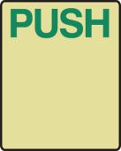 Glow-In-The-Dark Door Handle Signs: Push