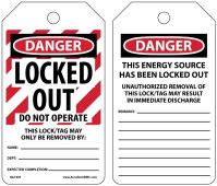 OSHA Danger Safety Tags: Locked Out - Do Not Operate