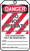 OSHA Danger Lockout Tag: Do Not Operate - Production Department