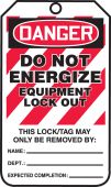 OSHA Danger Lockout Tag: Do Not Energize - Equipment Lock Out