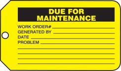 Safety Tag: Due For Maintenance