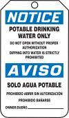 Bilingual OSHA Notice Safety Tag: Potable Drinking Water Only