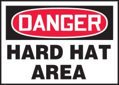 OSHA Danger Corrugated Light-Duty Plastic Sign: Hard Hat Area