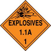 DOT Placard: Hazard Class 1 - Explosives & Blasting Agents (1.1A)