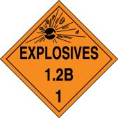 DOT Placard: Hazard Class 1 - Explosives & Blasting Agents (1.2B)