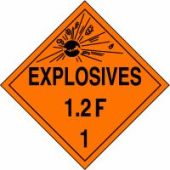 DOT Placard: Hazard Class 1 - Explosives & Blasting Agents (1.2F)