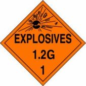DOT Placard: Hazard Class 1 - Explosives & Blasting Agents (1.2G)