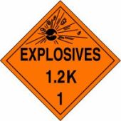 DOT Placard: Hazard Class 1 - Explosives & Blasting Agents (1.2K)
