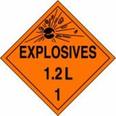 DOT Placard: Hazard Class 1 - Explosives & Blasting Agents (1.2L)
