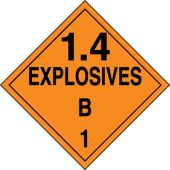 DOT Placard: Hazard Class 1 - Explosives & Blasting Agents (1.4B)