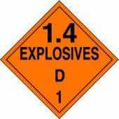 DOT Placard: Hazard Class 1 - Explosives & Blasting Agents (1.4D)