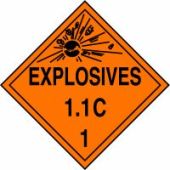 DOT Placard: Hazard Class 1 - Explosives & Blasting Agents (1.1C)