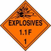 DOT Placard: Hazard Class 1 - Explosives & Blasting Agents (1.1F)