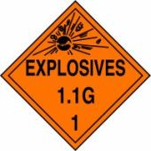 DOT Placard: Hazard Class 1 - Explosives & Blasting Agents (1.1G)