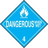 DOT Placard: Hazard Class 4 - Dangerous When Wet
