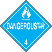 DOT Placard: Hazard Class 4 - Dangerous When Wet