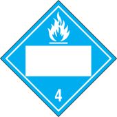 Blank DOT Placard: Hazard Class 4 - Dangerous When Wet