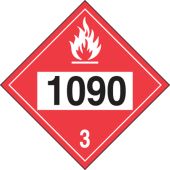 4-Digit DOT Placards: Hazard Class 3 - 1090 (Acetone)