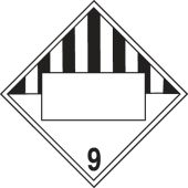 Blank TDG Placard: Hazard Class 9 - Miscellaneous Dangerous Goods