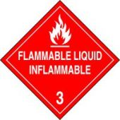 DOT Placard: Hazard Class 3 - Flammable Liquids (Flammable Liquid - Inflammable)