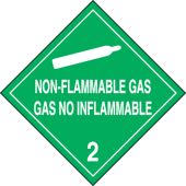 Spanish Bilingual DOT Placard: Hazard Class 2 - Non-Flammable Gas