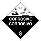 Spanish Bilingual DOT Placard: Hazard Class 8 - Corrosive