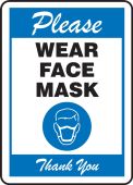 Safety Sign: Please Wear Face Mask Thank you (blue)