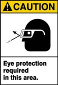 ANSI Caution Safety Sign: Eye Protection Required In This Area.