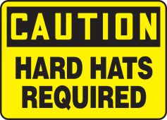 OSHA Caution Safety Sign: Hard Hats Required