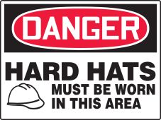 BIGSigns™ OSHA Danger Safety Sign: Hard Hats Must Be Worn In This Area (Graphic)