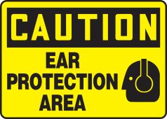 OSHA Caution Safety Sign: Ear Protection Area