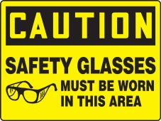 Really BIGSigns™ OSHA Caution Safety Sign: Safety Glasses Must Be Worn In This Area