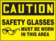 Really BIGSigns™ OSHA Caution Safety Sign: Safety Glasses Must Be Worn In This Area
