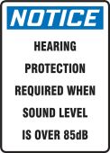 OSHA Notice Safety Sign: Hearing Protection Required When Sound Level Is Over 85dB