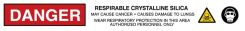 Plastic Barricade Tape: Danger - Respirable Crystalline Silica - May Cause Cancer - Causes Damage To Lungs