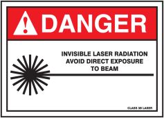 ANSI Danger Safety Sign: Invisible Laser Radiation - Avoid Direct Exposure To Beam