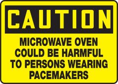 OSHA Caution Safety Sign: Microwave Oven Could Be Harmful To Persons Wearing Pacemakers