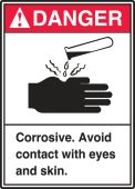 ANSI Danger Safety Labels: Corrosive - Avoid Contact With Eyes And Skin.